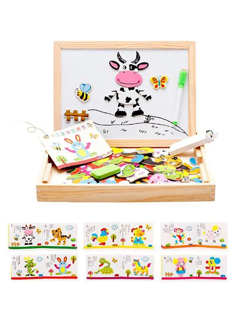 Wooden Magnetic Puzzle Figure Animals Farming Drawing Board Box Kids Educational Toy cm - Image 4