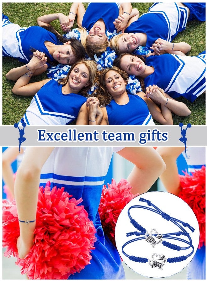 Inbagi 48 Pcs Cheerleader Gifts Cheer Bracelet Girls Cheerleading Charm Bracelet Adjustable Cheerleader Gifts for Cheer Team Cheerleading Jewelry Accessories Bulk (Blue) - Image 4