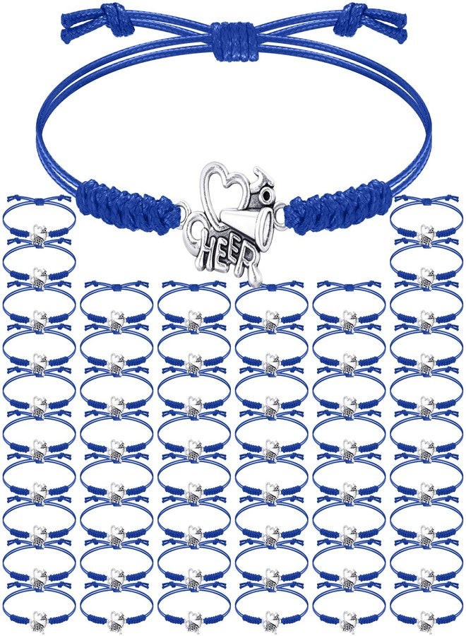 Inbagi 48 Pcs Cheerleader Gifts Cheer Bracelet Girls Cheerleading Charm Bracelet Adjustable Cheerleader Gifts for Cheer Team Cheerleading Jewelry Accessories Bulk (Blue) - Image 1