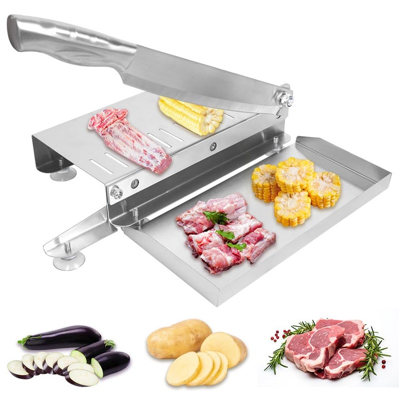 Bone Meat Cutter Manual Meat Slicer Meat Cutting Machine Ribs Meat Chopper Slicing Machine for Home for Fish Beef Chicken Ribs Jerky Vegetable Deli Food
