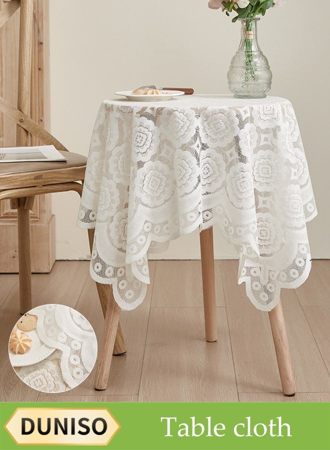 DUNISO Lace Tablecloth, Square Household Table Mat, Dust Proof Coffee Table Cover Cloth, Heat Resistant And Wear Resistant, Suitable For Dining Tables, Desks, Dressing Tables, Counters, Coffee Tables, 90 * 90cm - Image 1