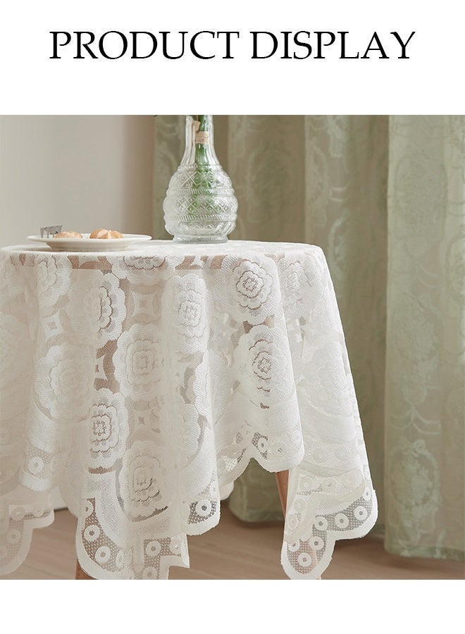 DUNISO Lace Tablecloth, Square Household Table Mat, Dust Proof Coffee Table Cover Cloth, Heat Resistant And Wear Resistant, Suitable For Dining Tables, Desks, Dressing Tables, Counters, Coffee Tables, 90 * 90cm - Image 4