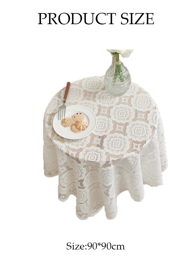 DUNISO Lace Tablecloth, Square Household Table Mat, Dust Proof Coffee Table Cover Cloth, Heat Resistant And Wear Resistant, Suitable For Dining Tables, Desks, Dressing Tables, Counters, Coffee Tables, 90 * 90cm - Image 2