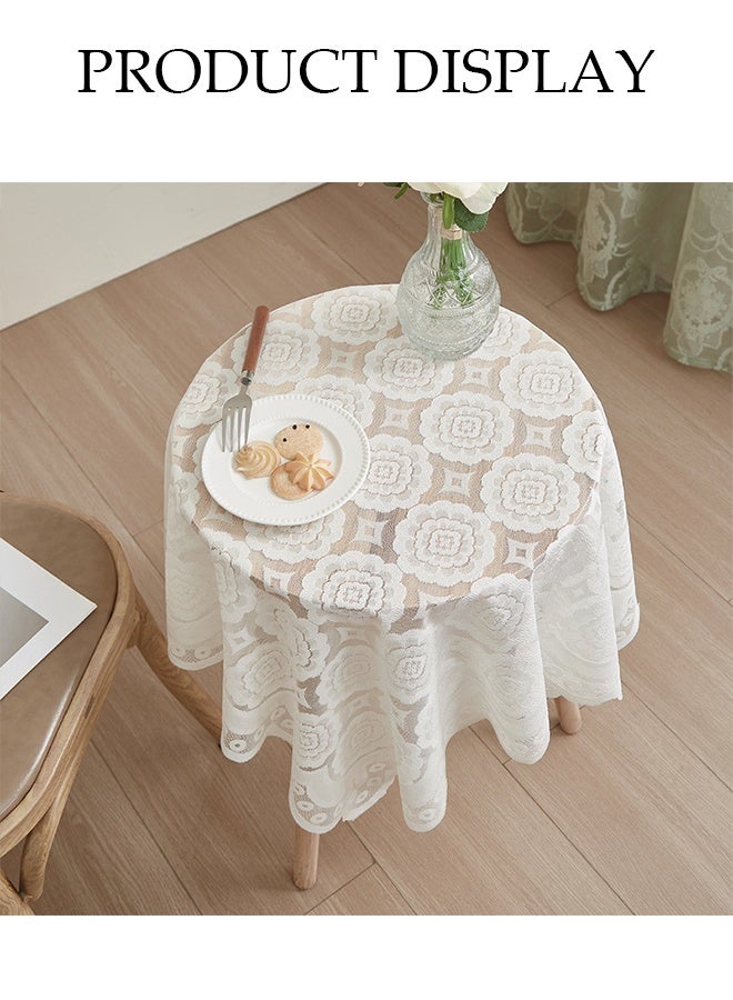 DUNISO Lace Tablecloth, Square Household Table Mat, Dust Proof Coffee Table Cover Cloth, Heat Resistant And Wear Resistant, Suitable For Dining Tables, Desks, Dressing Tables, Counters, Coffee Tables, 90 * 90cm - Image 3