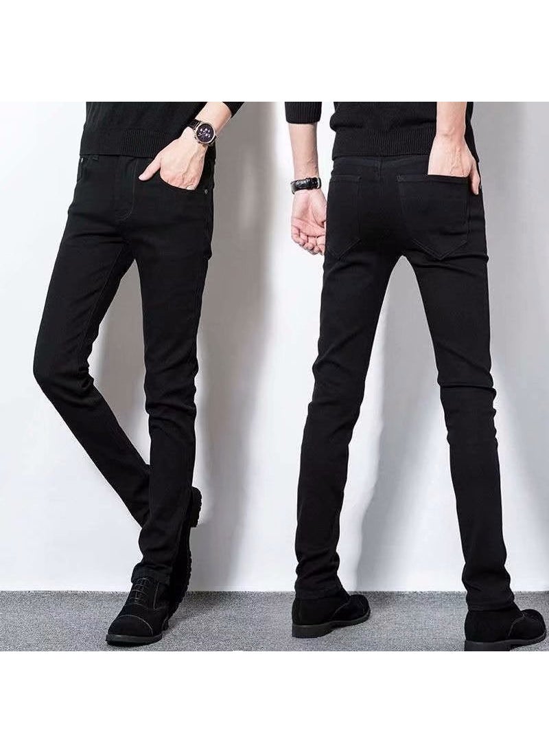 Mens Slim Fit Jeans Autumn Casual Solid Straight-Leg A004 Black - pzsku/ZFB086797420D5134A7A5Z/45/_/1741689700/7795c8d3-7fa3-4fff-9476-8354de775892