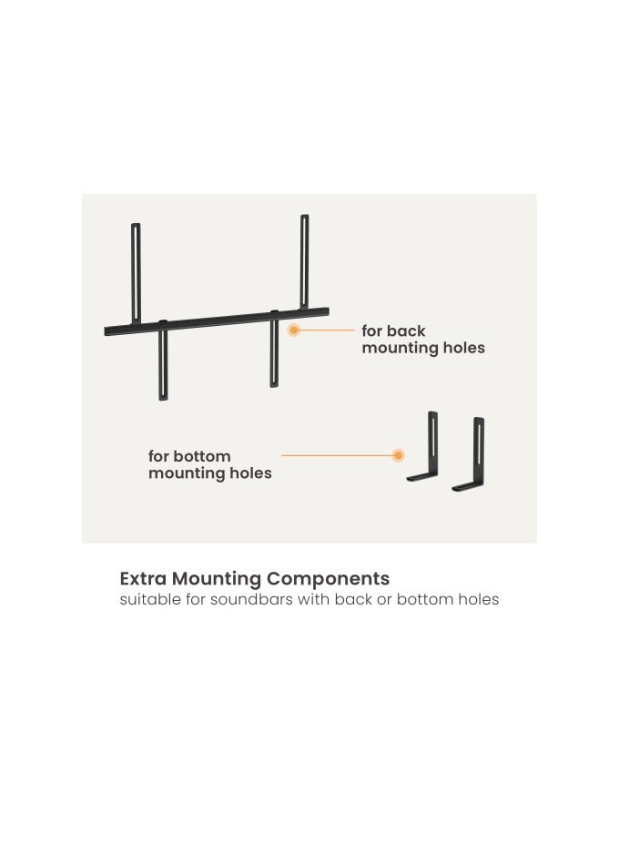 Newstar 91-SB73 Universal Soundbar Bracket for TV up to 700x600 mm – Supports Soundbar Hole Spacing up to 700 mm, 10 kg Capacity, Cable Management, Sleek Black Finish - Image 4