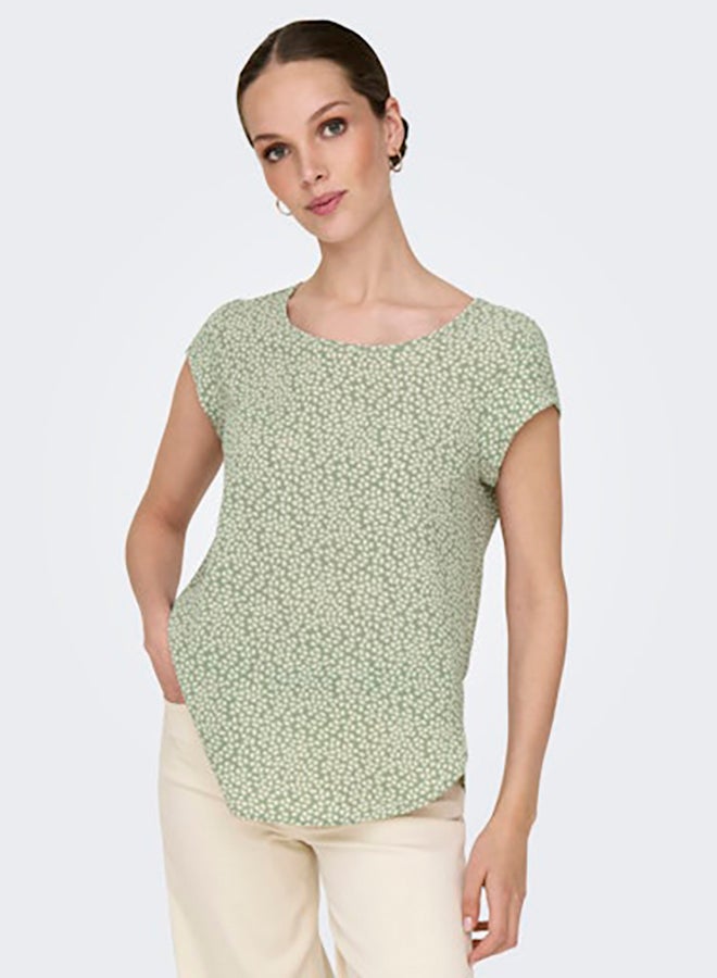 ONLY Womens Vic Shortsleeve AOP Top Woven - Image 1
