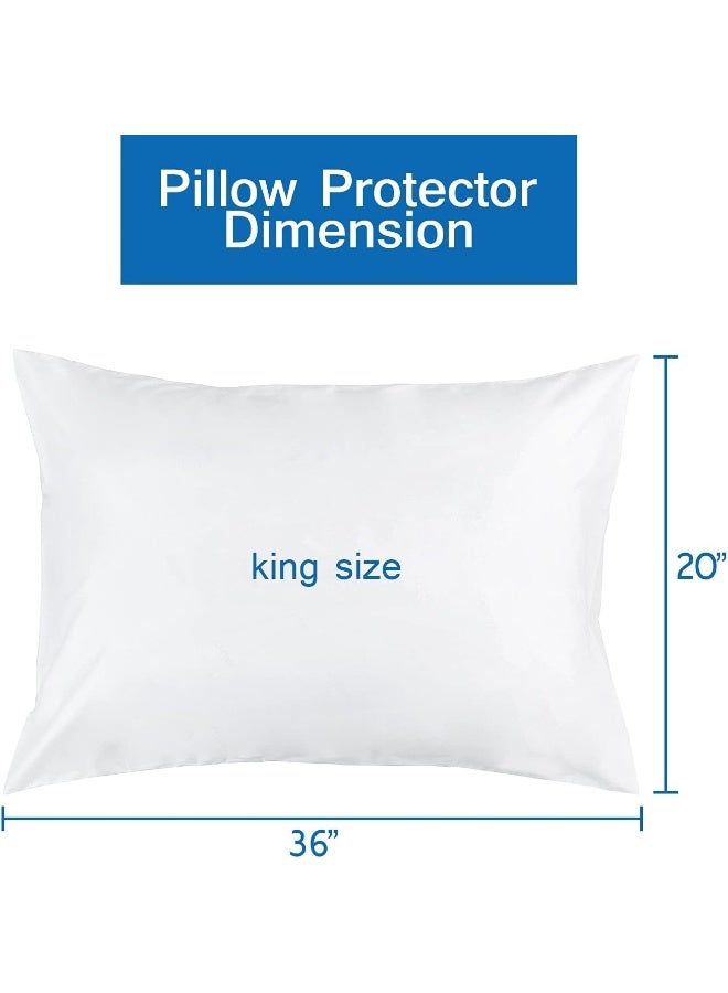 Coldwind King Pillow Protector, Zippered Pillow Covers 4 Pack, 36" x 20" Hypoallergenic & Breathable & Noiseless Pillow Encasement, White Pillowcase Washable  - Image 3