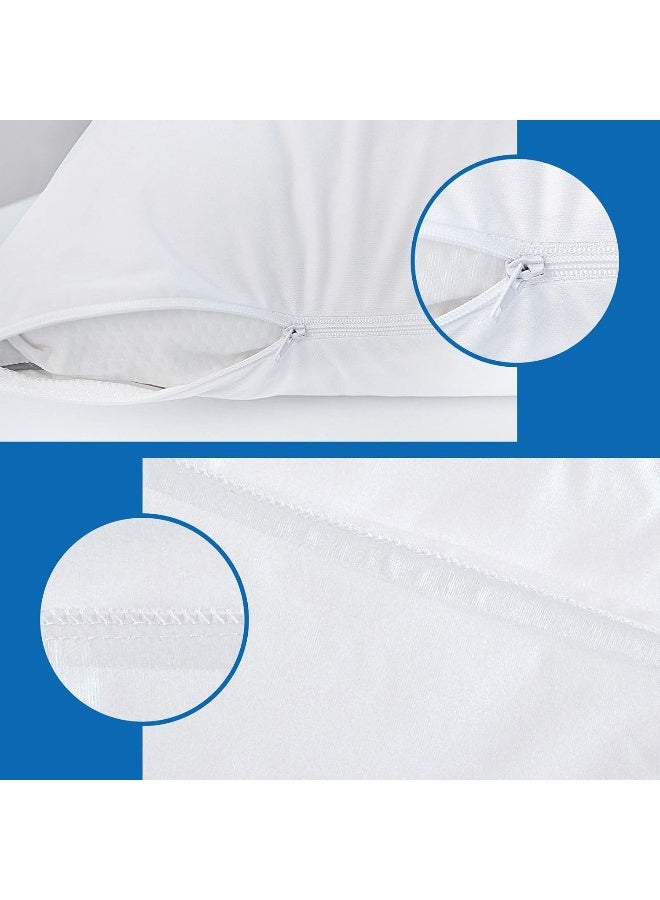 Coldwind King Pillow Protector, Zippered Pillow Covers 4 Pack, 36" x 20" Hypoallergenic & Breathable & Noiseless Pillow Encasement, White Pillowcase Washable  - Image 2