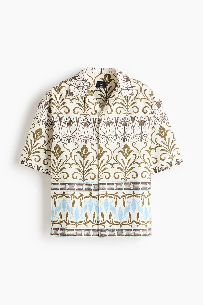 H&M  Relaxed Fit Patterned resort shirt for Men | Best Price UAE