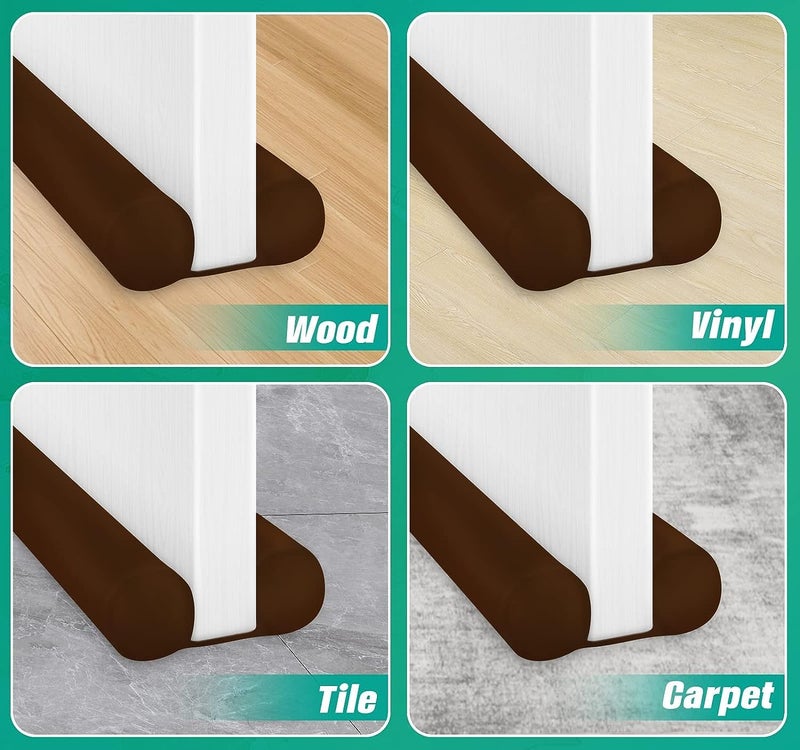 Pintor Door Seal Twin Draught Draft Guard Door Closer Bottom Brown Sealing Strip Adjustable Door Draft Blocker Insulator Isolation The Light Washable 39 Inch Door Bottom Pack of 3 - Image 3