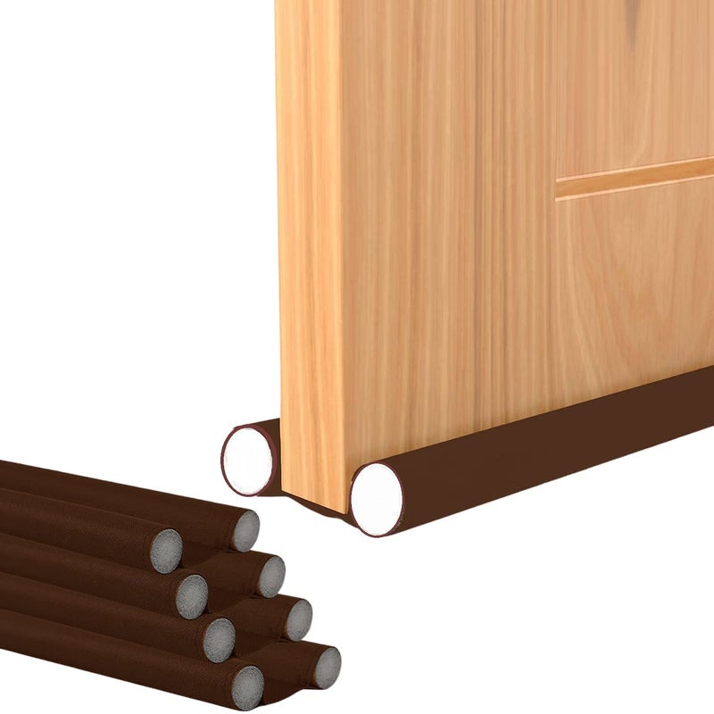 Pintor Door Seal Twin Draught Draft Guard Door Closer Bottom Brown Sealing Strip Adjustable Door Draft Blocker Insulator Isolation The Light Washable 39 Inch Door Bottom Pack of 3 - Image 1