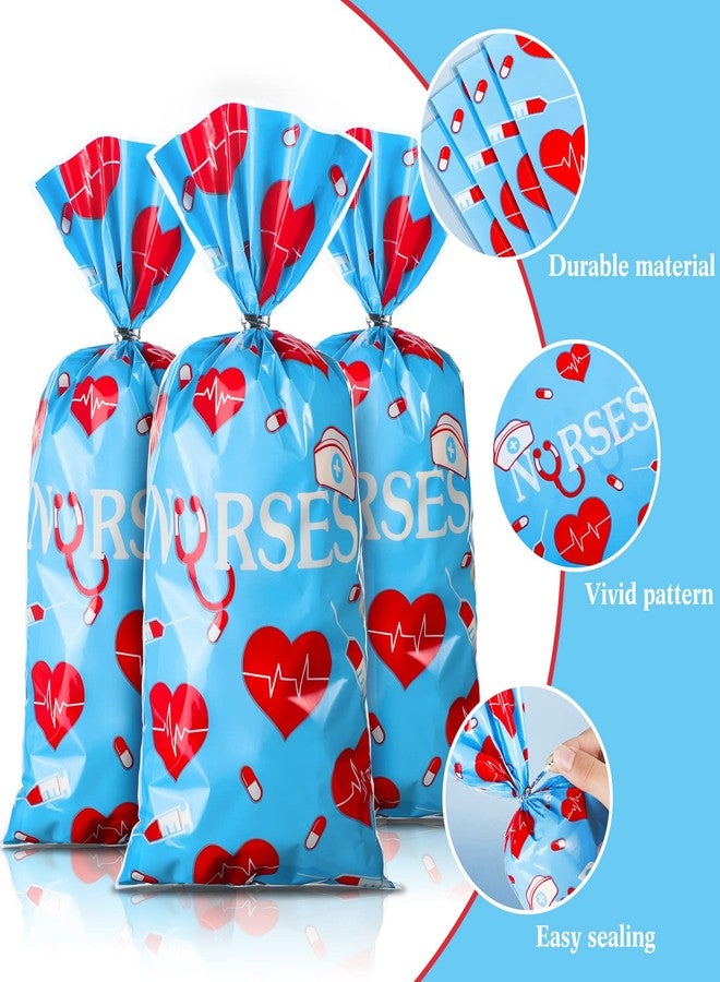 Yisong 100 Pack Nurses Week Gift Bags - Bulk Candy Bags for National Nurse Day, Nursing Graduation, Doctor Theme Party Favors (Blue) - Image 3