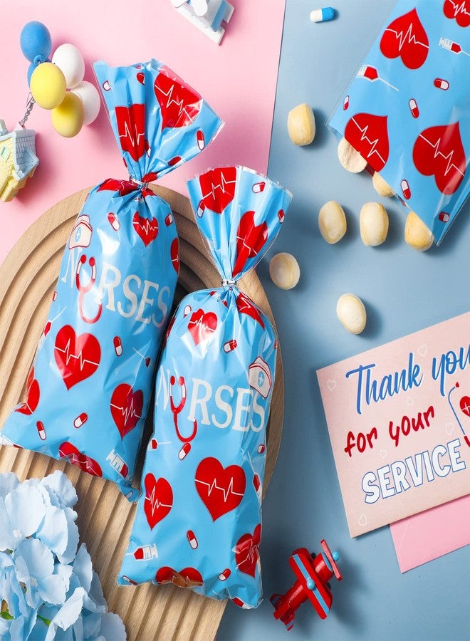 Yisong 100 Pack Nurses Week Gift Bags - Bulk Candy Bags for National Nurse Day, Nursing Graduation, Doctor Theme Party Favors (Blue) - Image 4