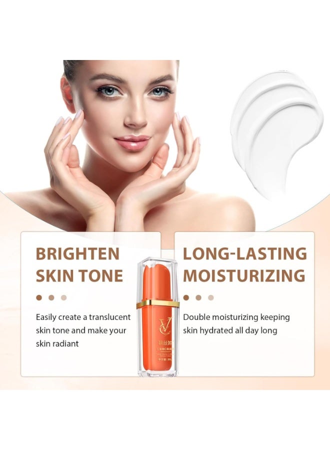 Japanese Vitamin C Makeup Tone Up Cream, Five Vitamin C Tone-Up Cream, Moisturizing Brightening Concealer Smooth Tone Up Cream, Lightweight Long Lasting Vitamin C Face Serum Moisturizer Cream (1PCS) - Image 4