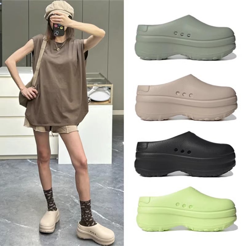 New D'S Eva Muller Baotou Shoes Chef'S Shoes Non-Slip Wear-Resistant Sandals And Slippers To Increase The Height Of Men'S And Women'S Nurse Shoes - Image 2