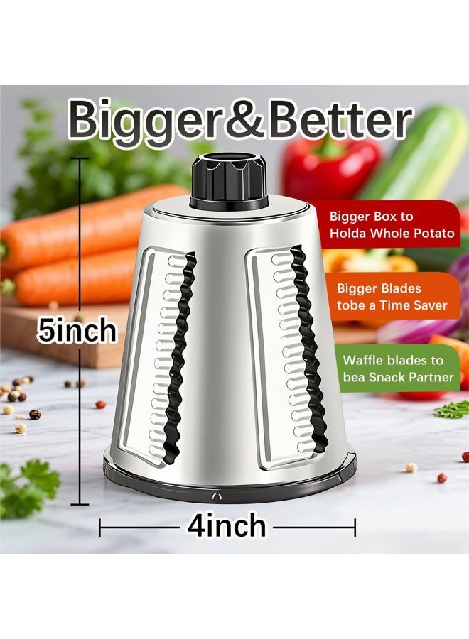 VEKAYA Cheese Grater, Cheese Grater Hand Crank, 4 Interchangeable Blades Cheese Shredder, Vegetable Slicer, Non-slip Suction Base, Easy to Clean Rotary Grater with Handle (White Grey) - Image 3