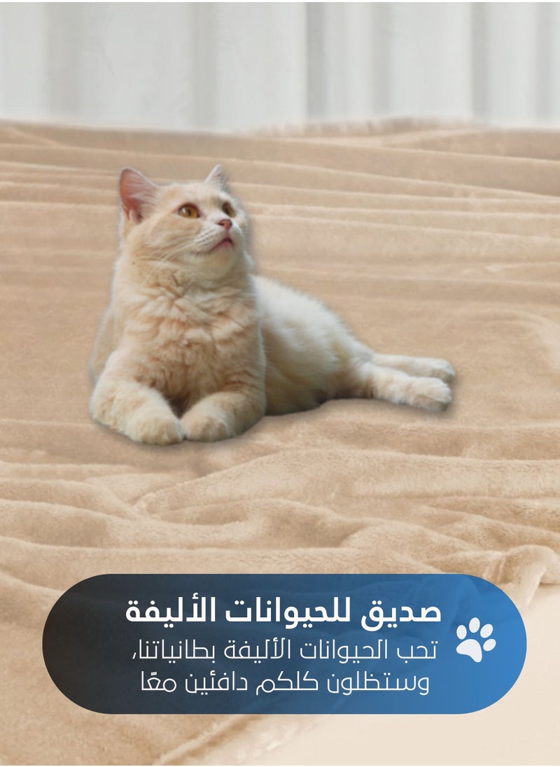 سيد المنسوجات المنزلية - بطانية مخمل خفيفه بمقاس مفرد، سلسلة مورا، 350 جم/متر مربع، 230 × 170 سم، صوف إضافي فائق النعومة لجميع فصول السنة، يستخدم كغطاء للسرير بطانيات . - Image 1