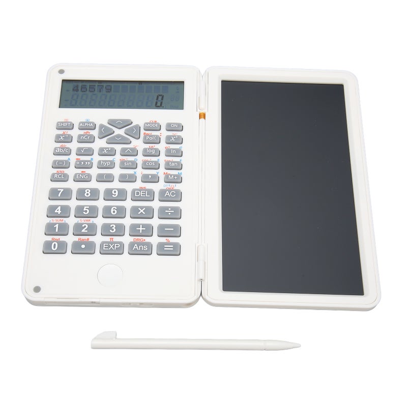 Calculator with Notepad Portable 10 Digits LCD Display Scientific Calculator for School Office Meetings and Family White - Image 1