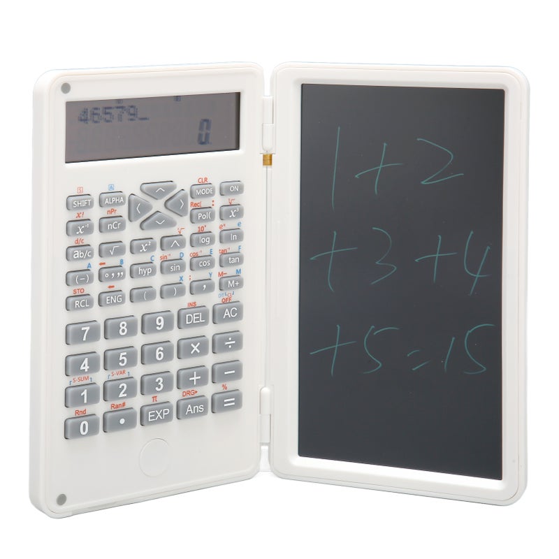 Calculator with Notepad Portable 10 Digits LCD Display Scientific Calculator for School Office Meetings and Family White - Image 3