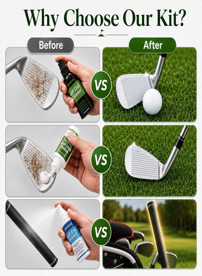 Tdrynl Pro Golf Club Care Kit – Cleaner, Polish, Brush, Groove Sharpener, Grip Cleaner, Magnetic Towel & Leather Bag – Restores Clubs, Removes Rust & Scratches, Renews Tackiness – Golf Gifts for Golfers - Image 4