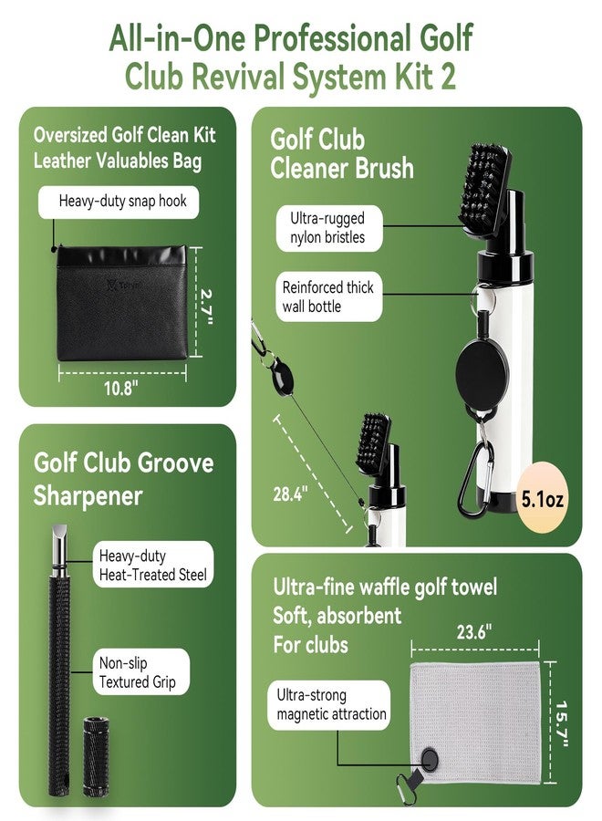 Tdrynl Pro Golf Club Care Kit – Cleaner, Polish, Brush, Groove Sharpener, Grip Cleaner, Magnetic Towel & Leather Bag – Restores Clubs, Removes Rust & Scratches, Renews Tackiness – Golf Gifts for Golfers - Image 3
