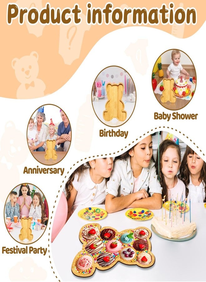 Barri Design Charcuterie Board Platter Bear Baby Shower Food Trays Wooden Trays Wood Baby Charcuterie Board Tray Large Serving Tray Fillable Box for Food Snack Fruit Birthday Party Decorative Platter - Image 5