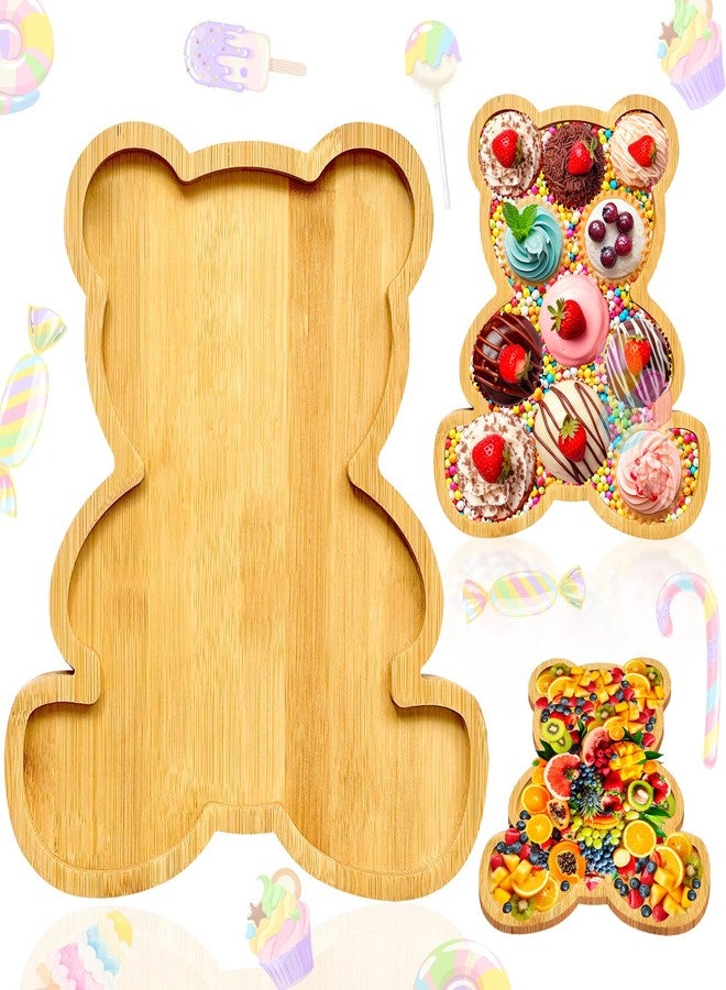 Barri Design Charcuterie Board Platter Bear Baby Shower Food Trays Wooden Trays Wood Baby Charcuterie Board Tray Large Serving Tray Fillable Box for Food Snack Fruit Birthday Party Decorative Platter - Image 1