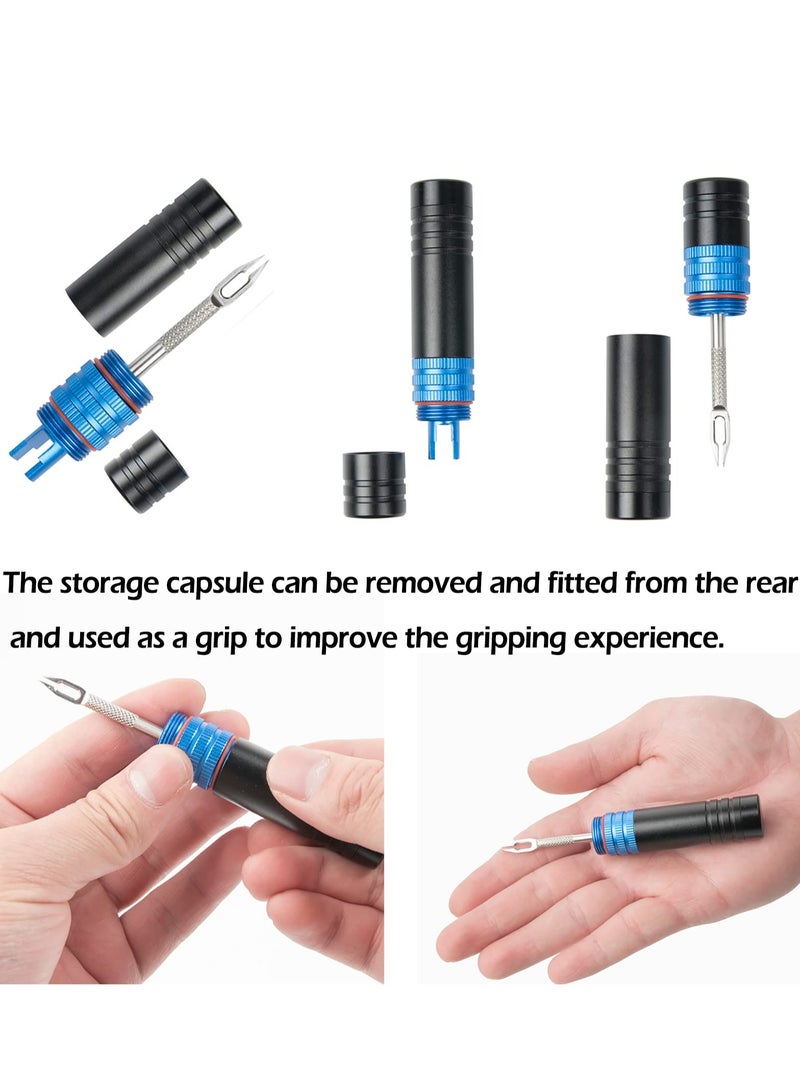 Excefore Tubeless Bike Tire Tool, Stash Tubeless Flat Tire Repair Kit Bike Tool Kit, Easy Handlebar Storage, Complete Bike Tire Plug Kit, Repair Kit and Sealant Injector Syringe Set with Valve Removal Tool Kit - Image 3