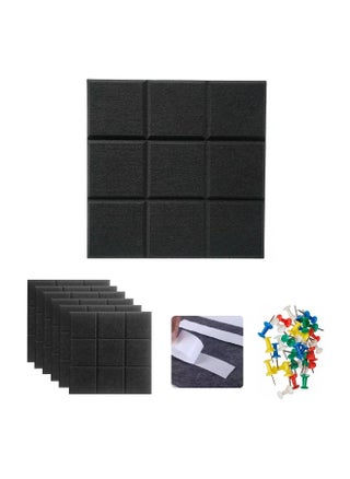 Announcement Message Board,6 Pcs Large Self-Adhesive Felt Board Tiles 30x30cm - Versatile Bulletin Boards for Home and Office with 50 Push Pins, Felt Nine Palace Grid Background Wall (Black) - pzsku/ZFB090399656B4A33E7A6Z/45/1746875540/0bf46ca1-4b8a-4d3a-8f56-baae859a7952