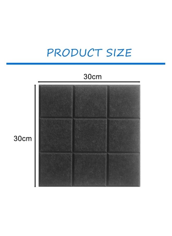 Announcement Message Board,6 Pcs Large Self-Adhesive Felt Board Tiles 30x30cm - Versatile Bulletin Boards for Home and Office with 50 Push Pins, Felt Nine Palace Grid Background Wall (Black)