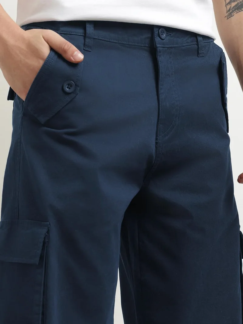 NOBERO  Men's Navy Cargo Pants - Multi-Pocket Outdoor Wear for Men | Best Price UAE