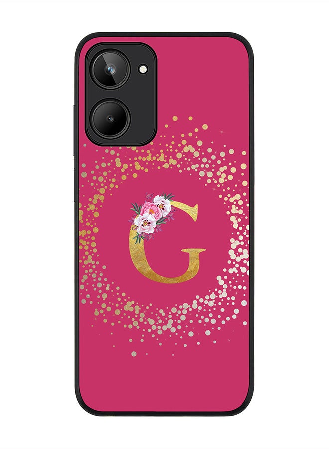 Stylizedd Cover for Realme 10 4G Case , Rugged Black Slim fit Thin Protective Phone Cases -  Custom Monogram Initial Letter Floral Pattern Alphabet - G (Dark Pink Rose) - Image 1