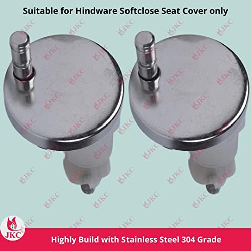 JKC SS Seat Cover Hinges Kit for Hindware Wall Hung and One Piece Toilet Soft Close Hydraulic Seat Cover (45mm - Round SS Cap) - Image 3