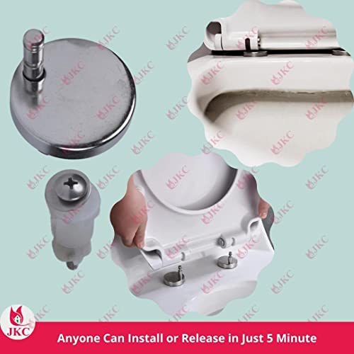 JKC SS Seat Cover Hinges Kit for Hindware Wall Hung and One Piece Toilet Soft Close Hydraulic Seat Cover (45mm - Round SS Cap) - Image 5