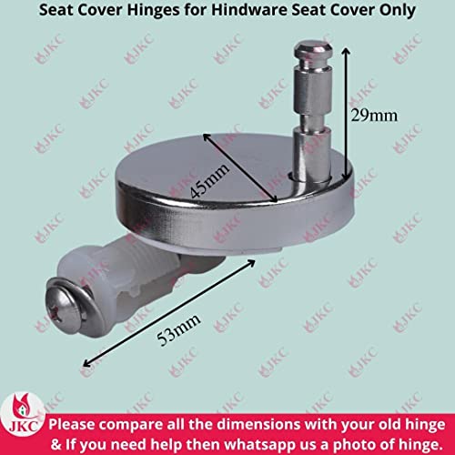 JKC SS Seat Cover Hinges Kit for Hindware Wall Hung and One Piece Toilet Soft Close Hydraulic Seat Cover (45mm - Round SS Cap) - Image 2