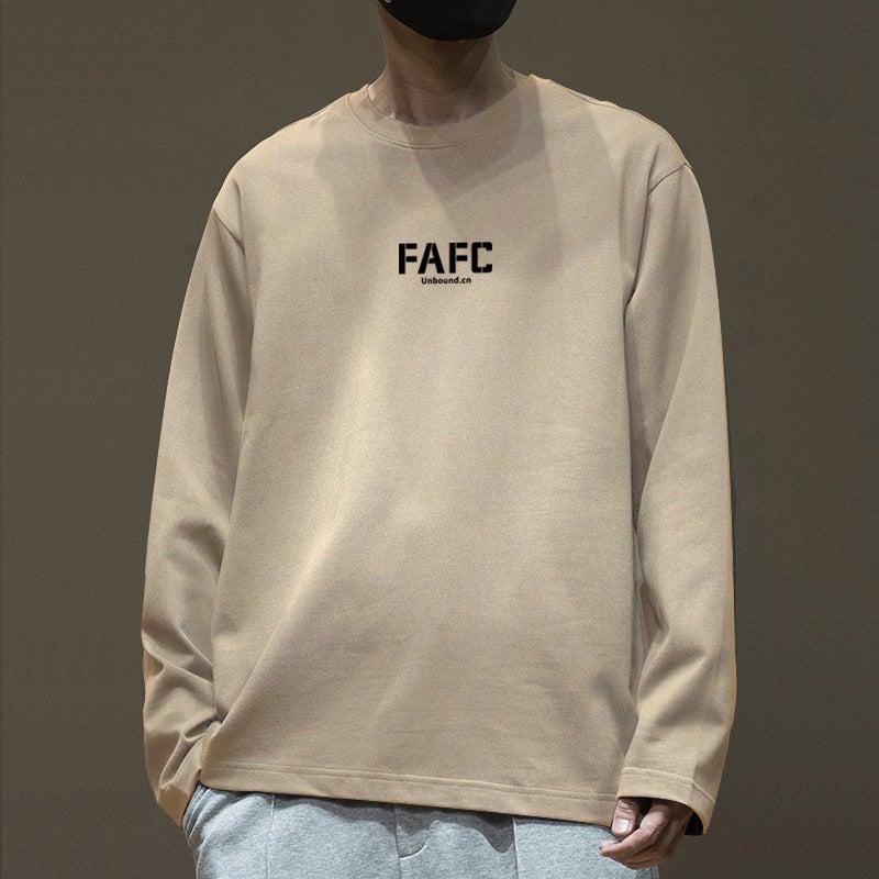 British heavy cotton 2023 autumn and winter new long-sleeved T-shirt men's casual printed T-shirt top men - Image 5
