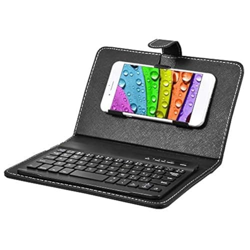 Tonysa Wireless Bluetooth Keyboard for Phone With Protective Case - Mini Portable Foldable for Width of 6-9.5cm Cell Phones (Black) - Image 1