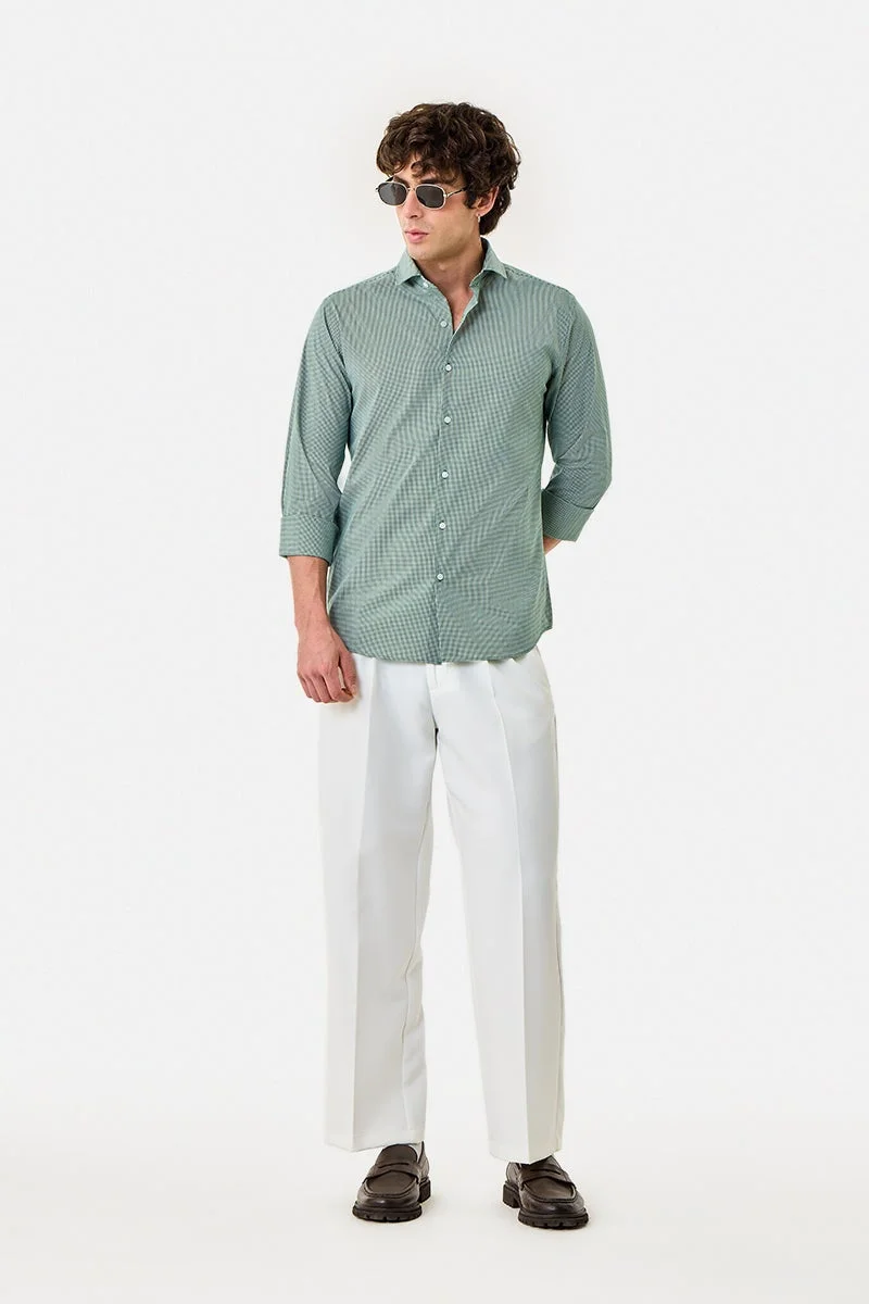 SNITCH Slim Fit Stretch Gingham Check Shirt