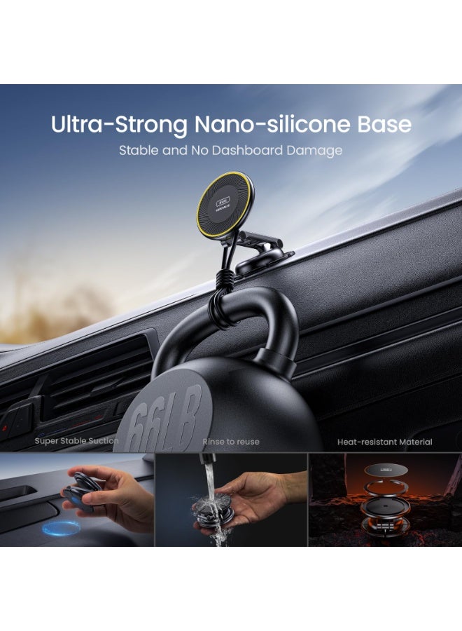AOHI SUPERAUTO 15W MagSafe Wireless Car Charger – 360° Foldable Magnetic Phone Holder & Dashboard Mount with USB-C Cable, All-Metal Fast Charging for iPhone 17/16/15/14/13/12 (Pro/Pro Max/Plus/Air) - Image 4