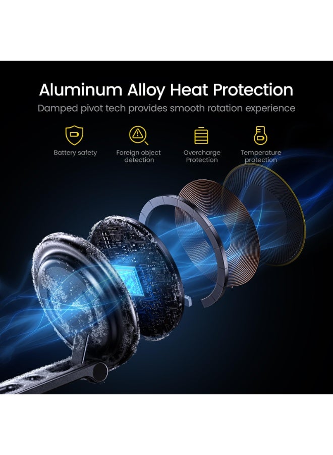 AOHI SUPERAUTO 15W MagSafe Wireless Car Charger – 360° Foldable Magnetic Phone Holder & Dashboard Mount with USB-C Cable, All-Metal Fast Charging for iPhone 17/16/15/14/13/12 (Pro/Pro Max/Plus/Air) - Image 5