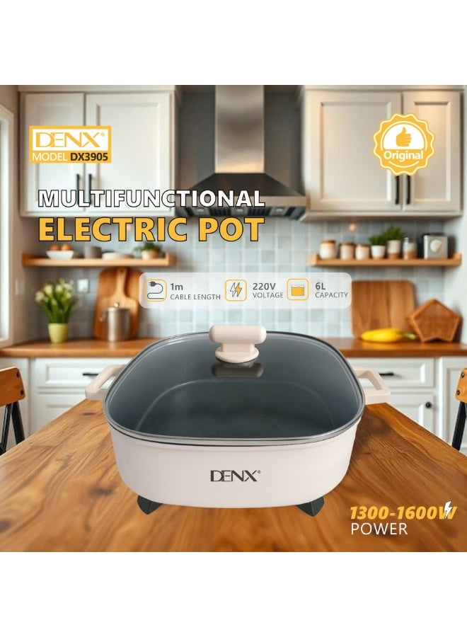 DENX  DX3905 Multifunctional Electric Pot 6L – 1300–1600W - Image 2