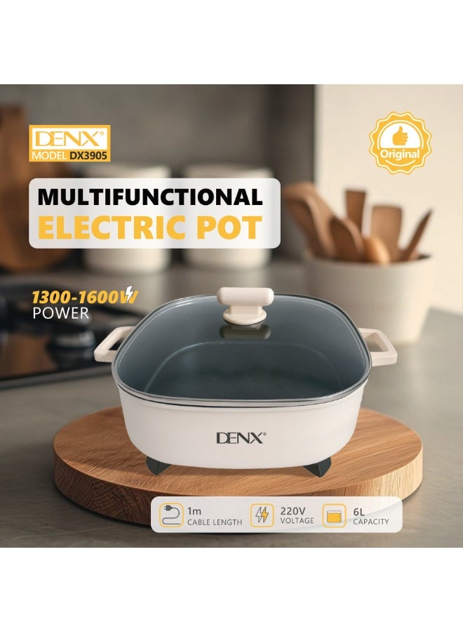 DENX  DX3905 Multifunctional Electric Pot 6L – 1300–1600W - Image 3