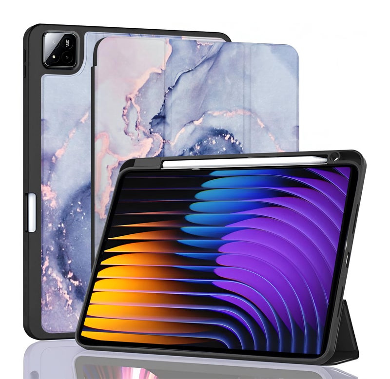 ProElite Cover for Xiaomi Mi Pad 7/7 Pro 11.2 inch Cover, Soft Flexible Flip Case Cover with Pen Holder for Xiaomi Pad 7/7 Pro 11.2 inch, Support Auto Sleep Wake, [Recoil Series] - Marble Purple - Image 1