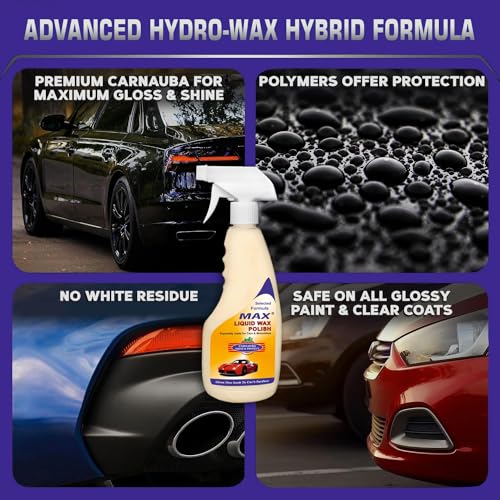 MAX Liquid Wax Polish 500 ml for Instant High Gloss, Smoothness, UV Protection, Non-greasy and Long Lasting Paint Protection by Carnauba Wax Coating - Image 4