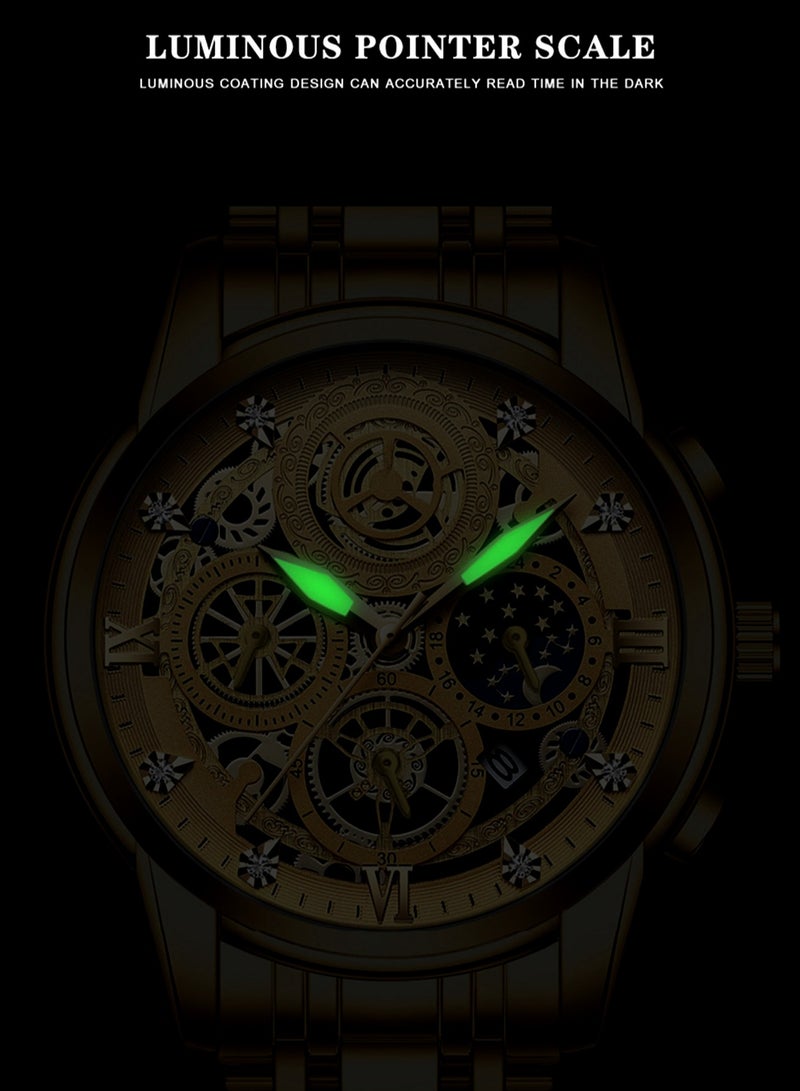 BINBOND B4010 Fashion Casual Quartz Men Watch Stainless Steel Strap Luxury Dial Luminous 30M Waterproof Business Men Wristwatch - Image 5