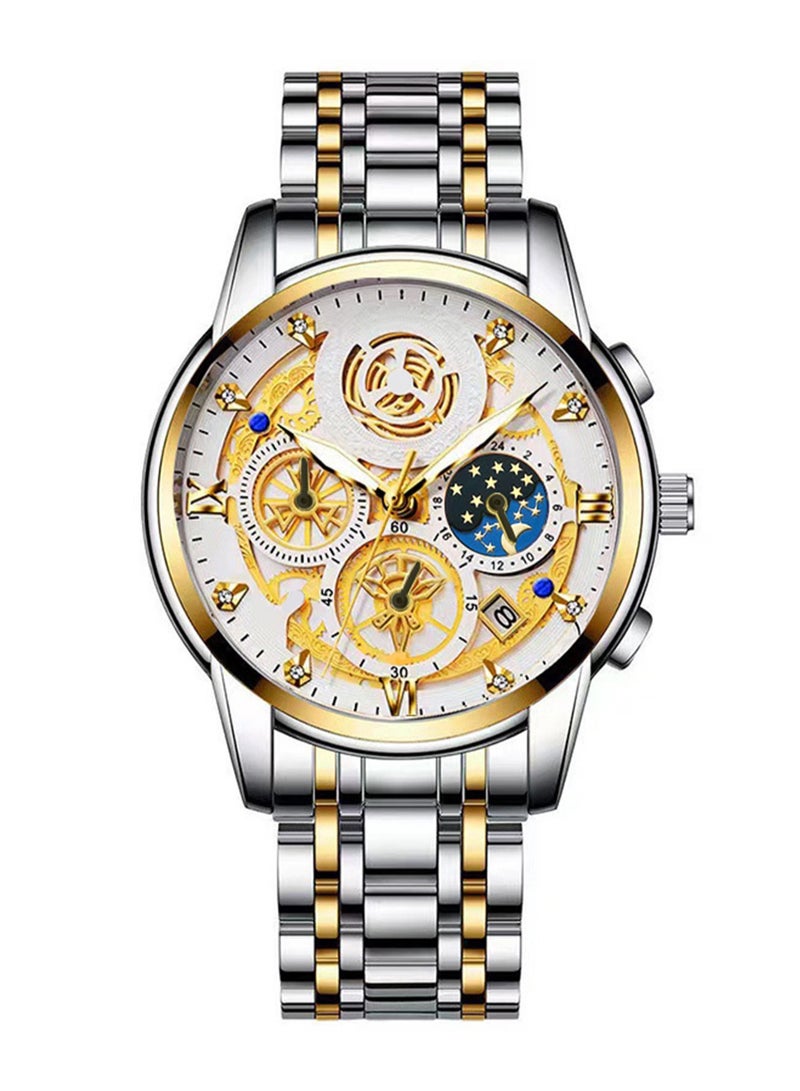 BINBOND B4010 Fashion Casual Quartz Men Watch Stainless Steel Strap Luxury Dial Luminous 30M Waterproof Business Men Wristwatch - Image 4