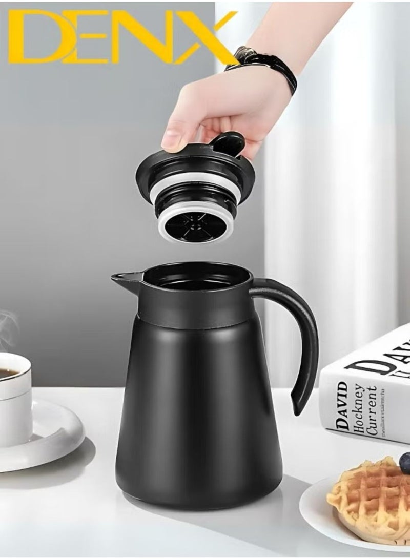 Denx Insulated Coffee and Tea Thermos with 880ml Capacity, Includes Two Additional Serving Cups, Black Color by Denix DX2036 - Image 4