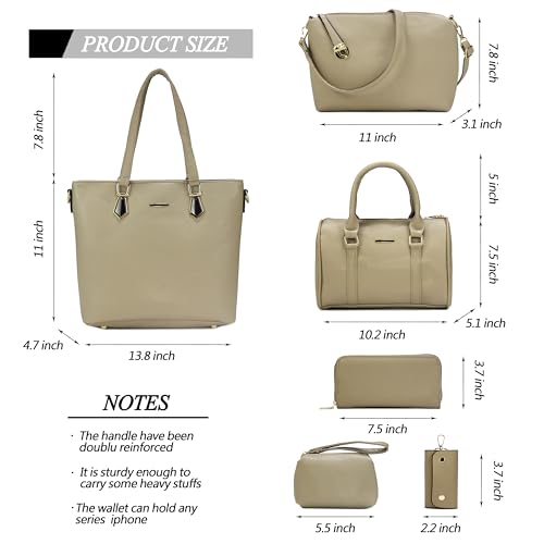 2E-youth Designer Purses and Handbags for Women Satchel Shoulder Bag Tote Top Handle Bag (4a-khaki) - Image 3