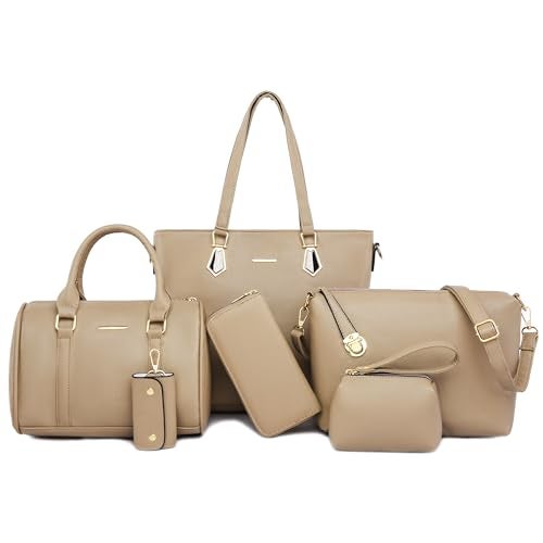 2E-youth Designer Purses and Handbags for Women Satchel Shoulder Bag Tote Top Handle Bag (4a-khaki) - Image 1